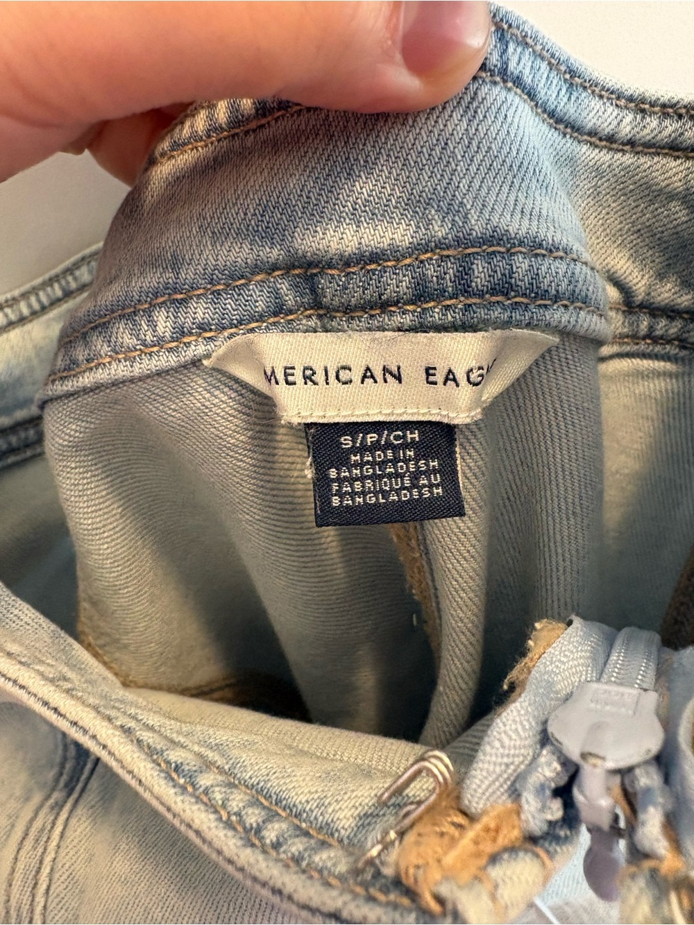American Eagle Outfitters Light Wash Denim Overall Mini Dress - Picture 4 of 7